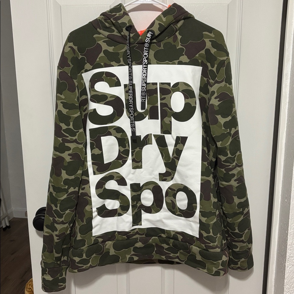 Superdry Combat Boxer Hoodie Camo and Orange Logo